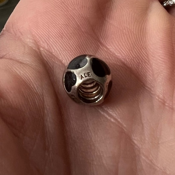 Pandora Sterling Silver Black Enamel Hearts Charm - Picture 2 of 8